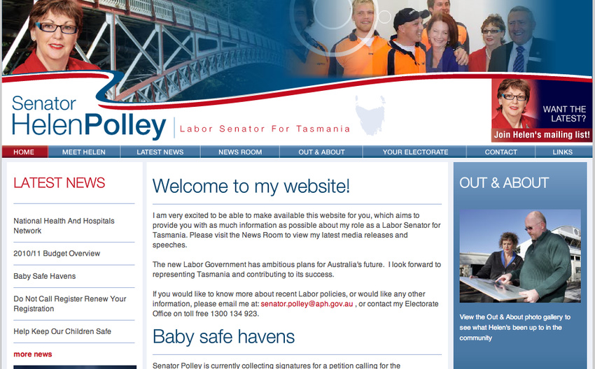 SenatorHelenPolley.com.au CMS implementation with design from Direct Design