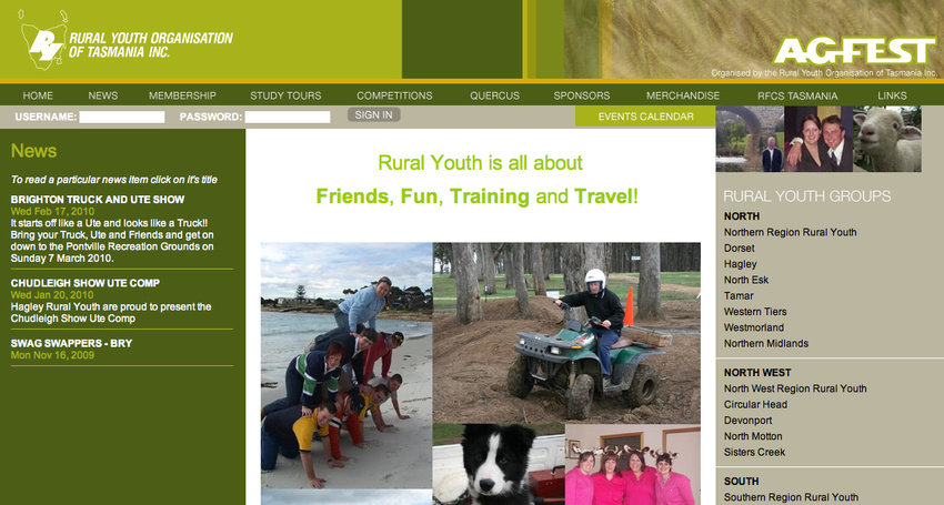 RuralYouth.com.au CMS implementation with design from Direct Design