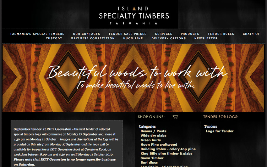 Island Specialty Timbers homepage - all dynamic from FT CMS