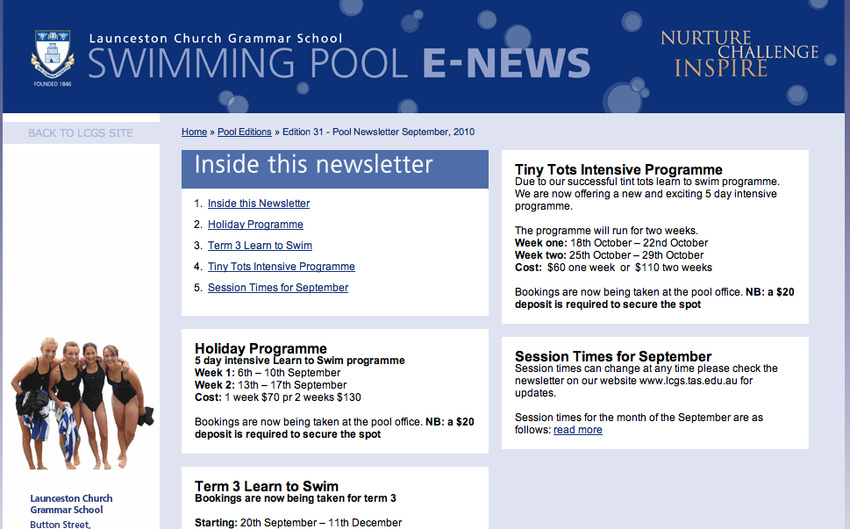 Pool newsletter - yet another different template