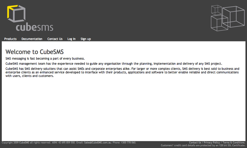 CubeSMS site design by me