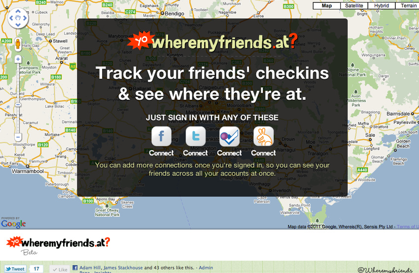Where My Friends At - a map of all your friends' checkins on one map