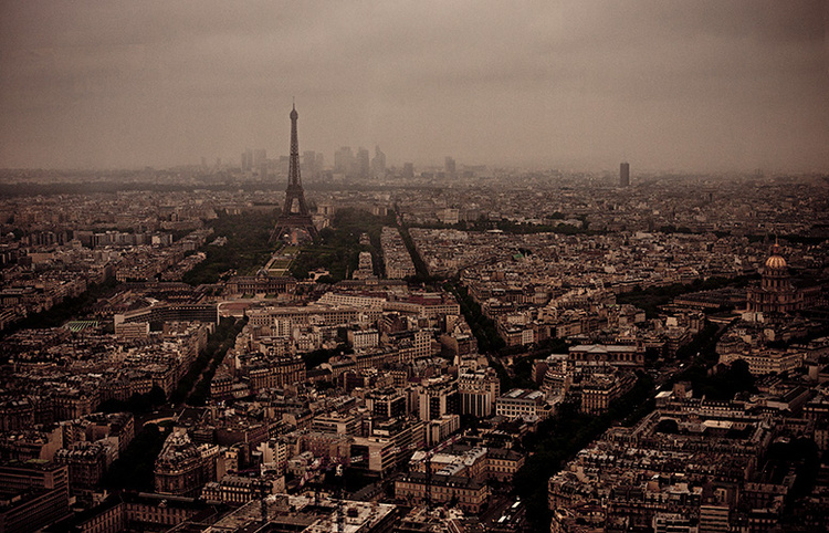 Moody day in Paris, over looking the Eiffel Tower