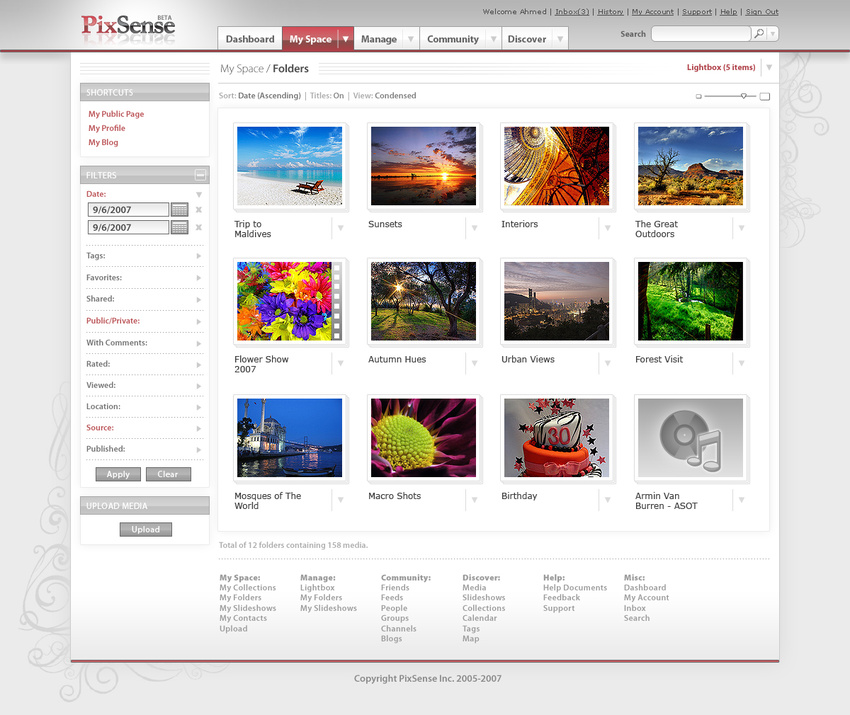 PixSense 3.0 - Media Grid Page