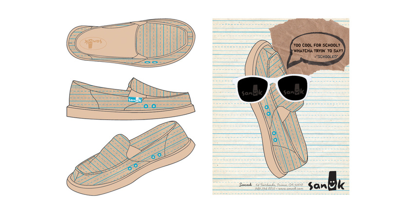 Shoe and Ad designs for Sanuk