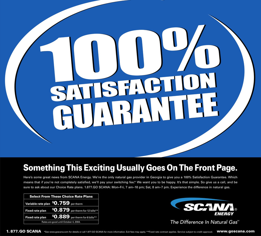 100% Guarantee Print Ad