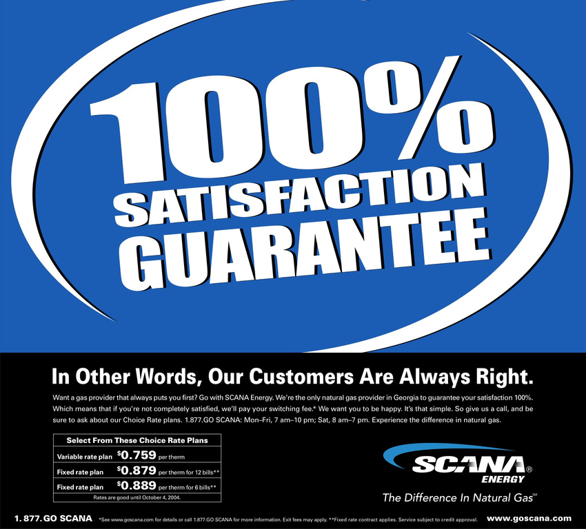 100% Guarantee Print Ad