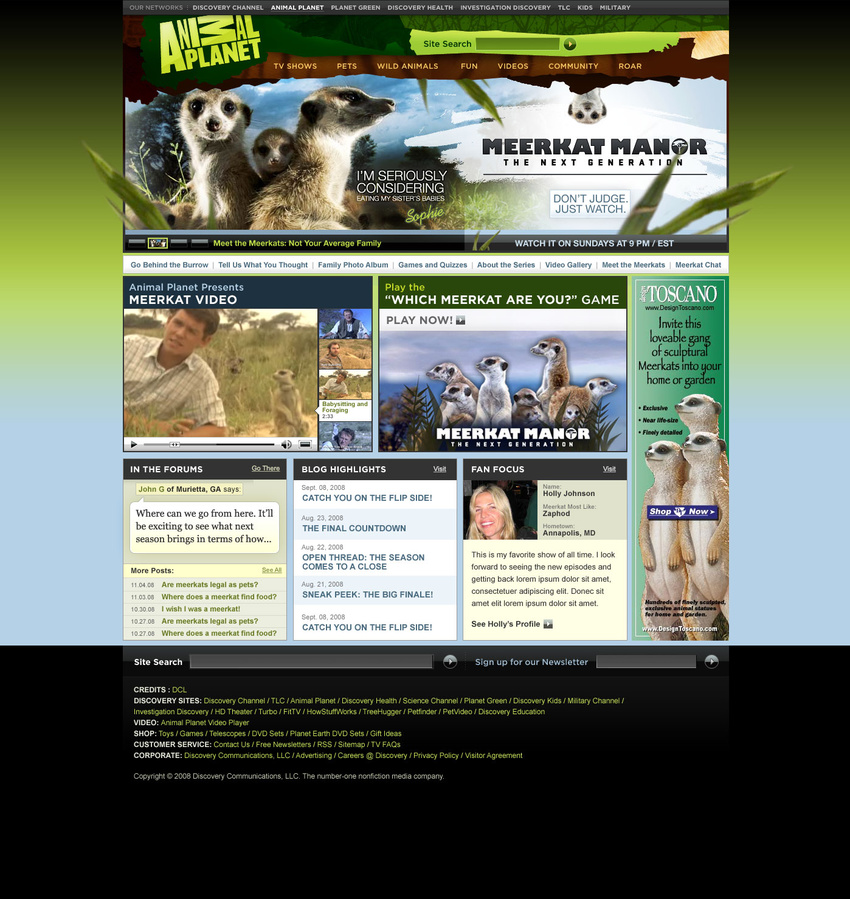 Animal Planet Showsite Prototype