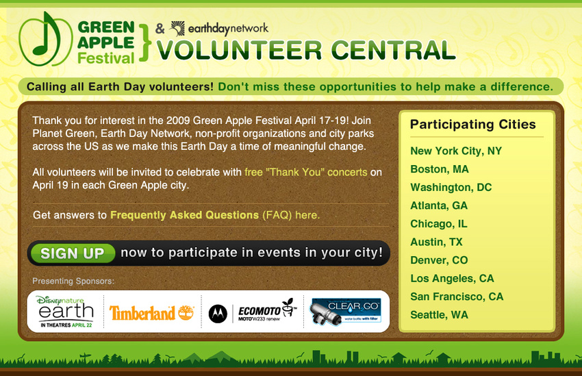 Green Apple Festival Volunteer Site for Planet Green