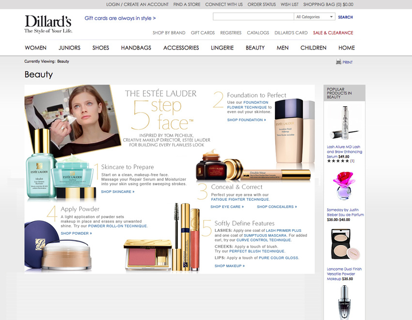 Estee Lauder for Dillards Website Banner