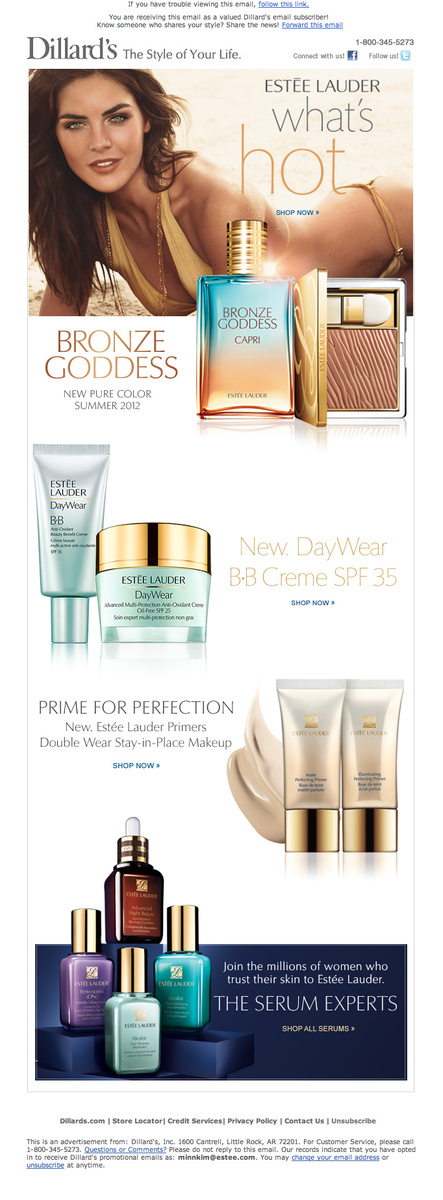 Estee Lauder for Dillards Newsletter