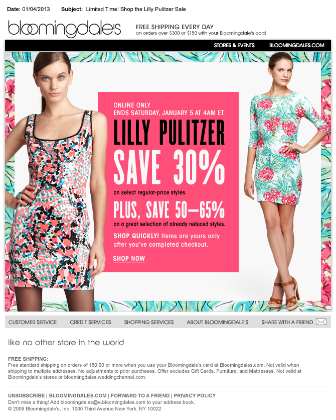 ROLE: Design Bloomingdales Lilly Newsletter