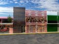 Vista exterior (muro de pelotas y muro móvil extruible)
