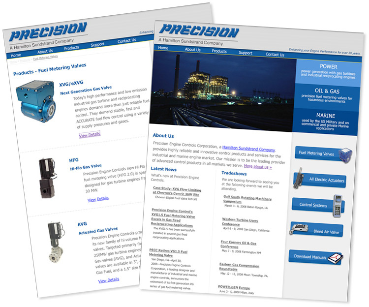 <a href="http://www.precisioneng.com" target="_blank">Precision Engine Controls Corp</a> - Drupal CMS, graphic design.