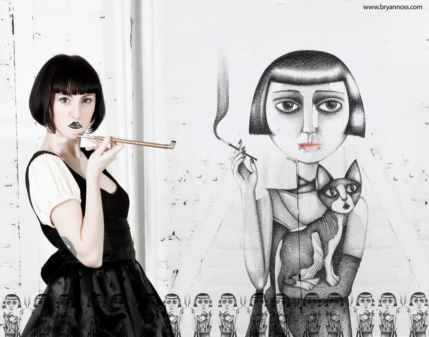 Model: Azra Red Photographer: Bryan Noss illustrator // BASAK SAVCIGIL is a freelanceand fine artist from Melbourne Australia.
