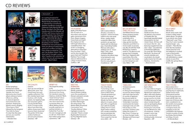 Editorial/Layout: HX Magazine, Music Reviews