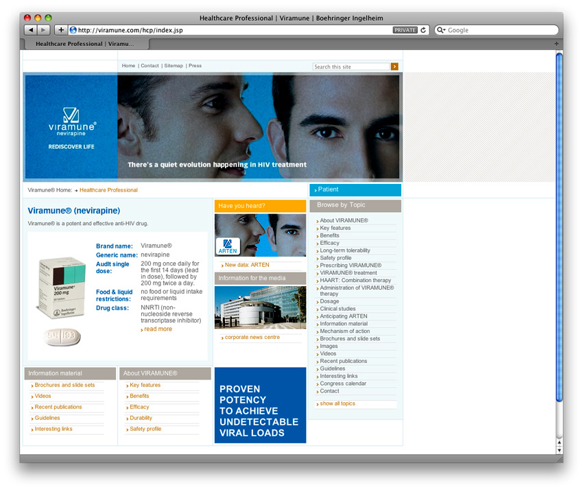 Viramune: Rebranding Campaign: online implemented