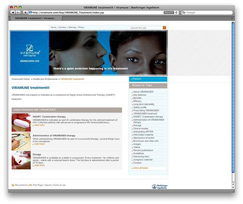 Viramune: Rebranding Campaign: online implemented