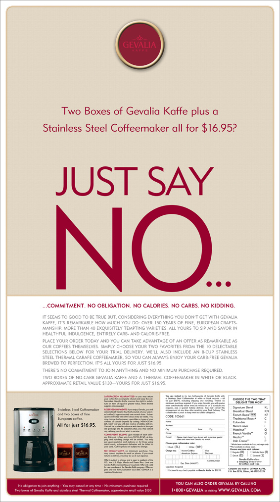 Gevalia Kaffe: Newspaper Ad