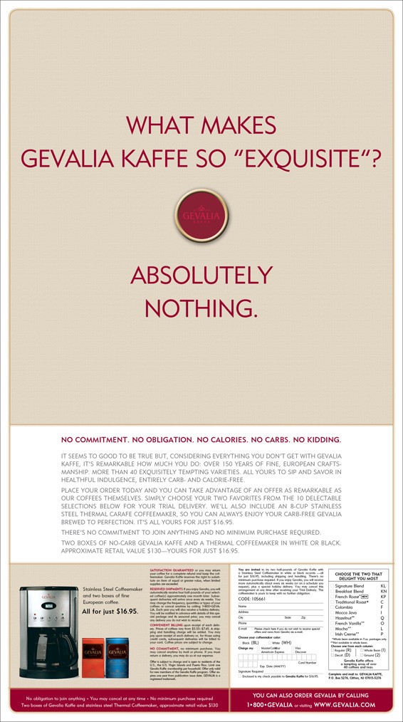 Gevalia Kaffe: Newspaper Ad