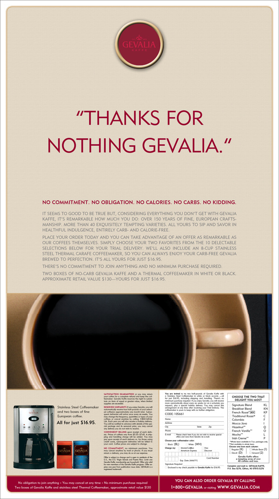 Gevalia Kaffe: Newspaper Ad