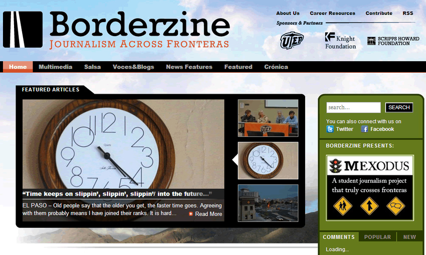 UTEP's Borderzine - An online journalism project featuring various news stories and editorials from the US/Mexico border.