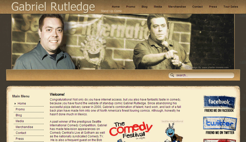 Professional Stand Up Comedian Gabriel Rutledge - Gabriel Rutledge can be seen on Comedy Central & heard on the Bob & Tom Show.