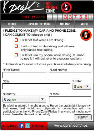 Oprah's NPZ widget petition page