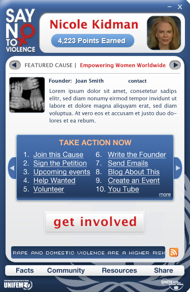 UNIFEM widget mockup