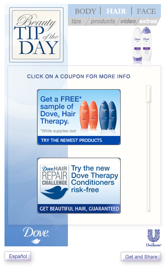Unilever widget Dove page