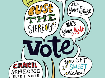Poster design for AIGA's Get Out the Vote campaign. Poster was distributed nationwide and shown in conjunction with the Democrat