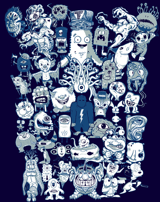 Final Art for Monster Collab @ Teefury.com May 28th, 2009 (over 35 artists!!!)