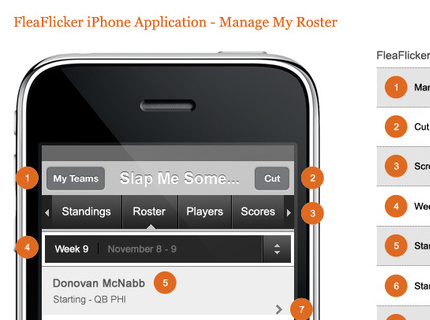 FleaFlicker.com iPhone Application - Manage My Roster