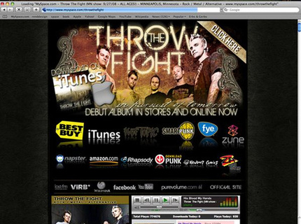 Myspace design for Throw The Fight