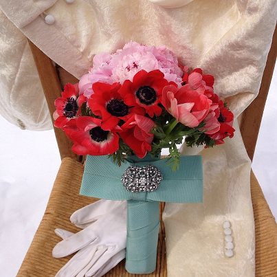 Shabby Chic, vintage spring bridal bouquet.