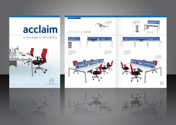 Product range brochure design | Acclaim, office furniture systems