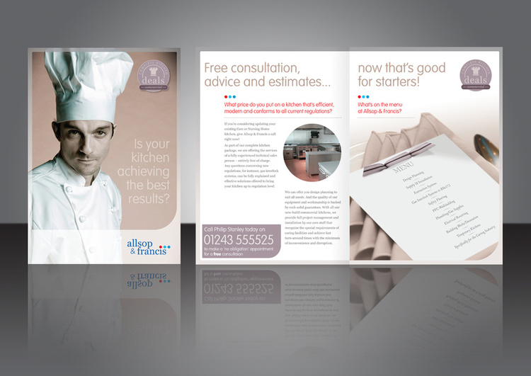 Leaflet design | Allsop & Francis, laundry & dishwasher equipment