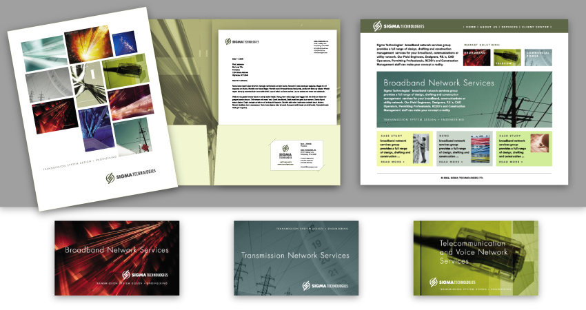 MARKETING IDENTITY | Sigma Technologies: identity update, pocket folder, website, post cards