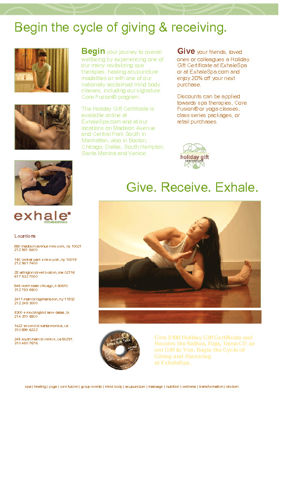 Concept & Web Marketing Program – Exhale Spa