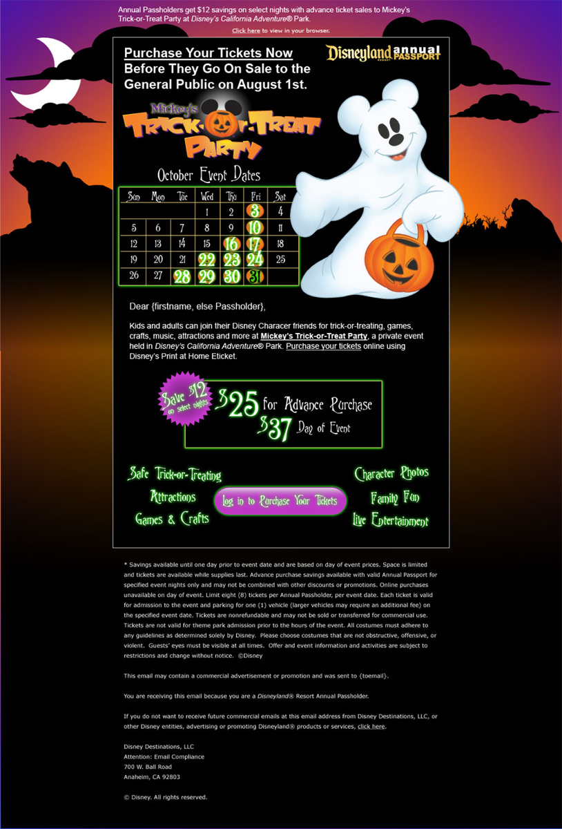 Disney Mickey’s Trick-or-Treat Party E-mail