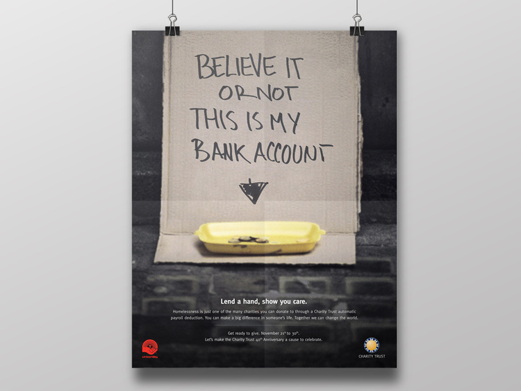 Royal Bank of Canada and Charity Trust needed an internal poster to help ask for donations. All of the proceeds went to The United Way.