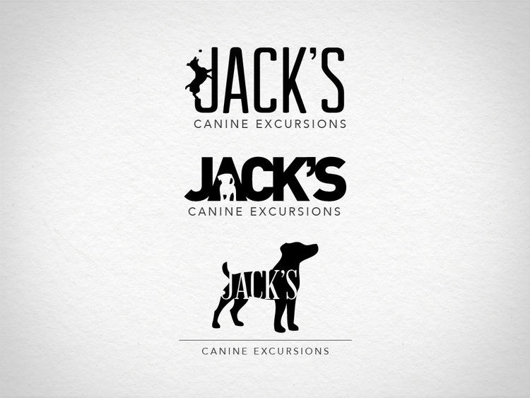 Logo options for a Jack Russell canine excursion company.
