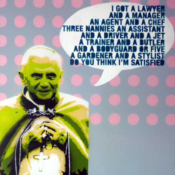 Title: Pope, Artist: Adrian & Shane, Medium: Acrylic & spray paint on canvas, PRICE: €250