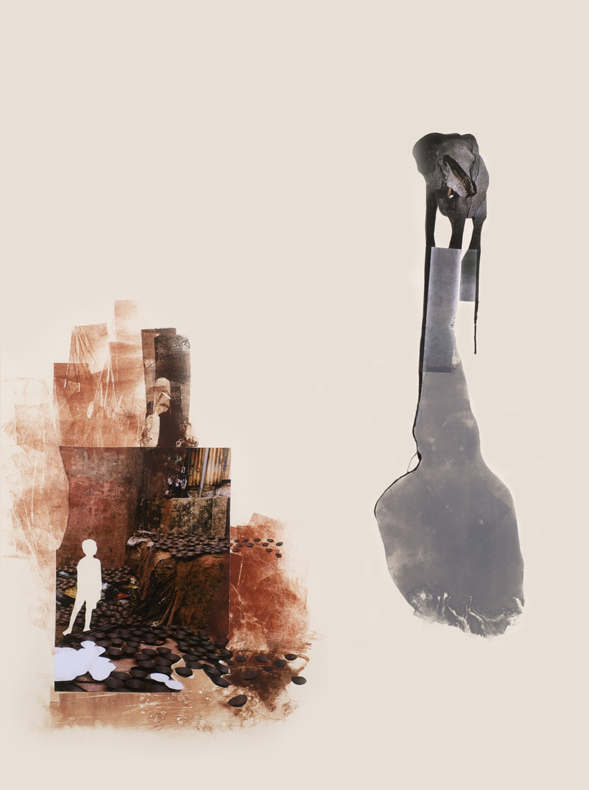 Title: The Untouchable, Artist: Alissa Kleist, Medium: Mono-print collage and mixed media on paper, PRICE: €750