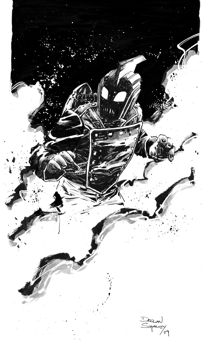 Title: The Rocketeer, Artist: Declan Shalvey, Medium: Ink on paper, PRICE: €250 (SOLD)