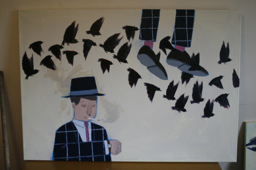 Title: Ballad of a Gentle Pause, Artist: Mr Stephen McCarthy, Medium: Acrylic and ink on canvas, PRICE €320 (SOLD)