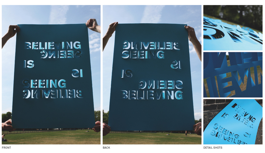 Title: Believing is Seeing/Seeing is Believing, Artist: Bags Of Joy, Medium: Laser cut metal