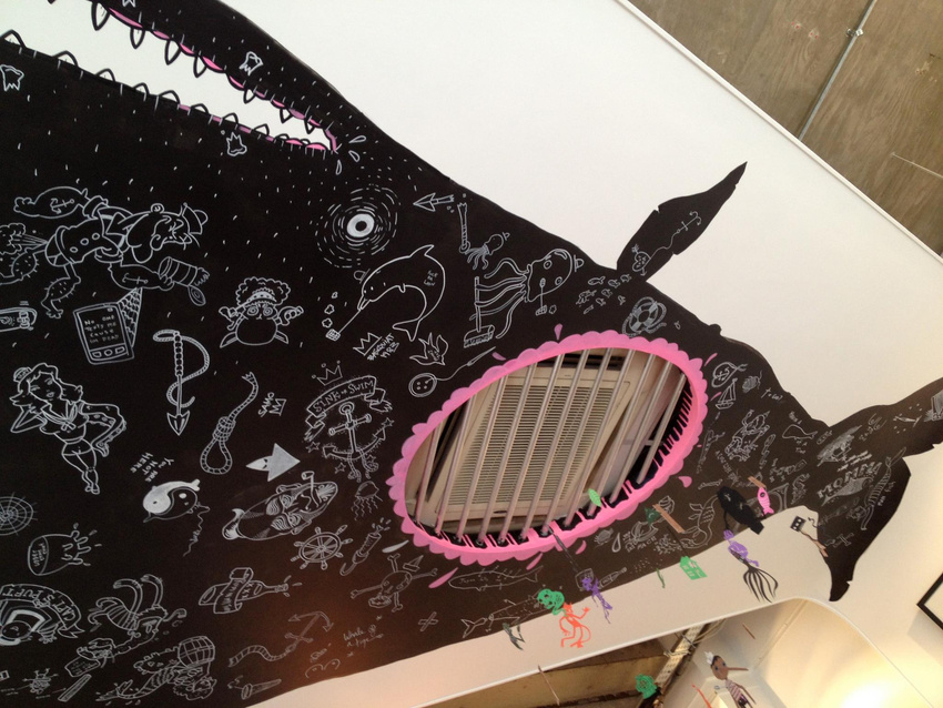 Mick Minogue's Ceiling Whale in Gallery No.1, created during 'FTLO Progress'