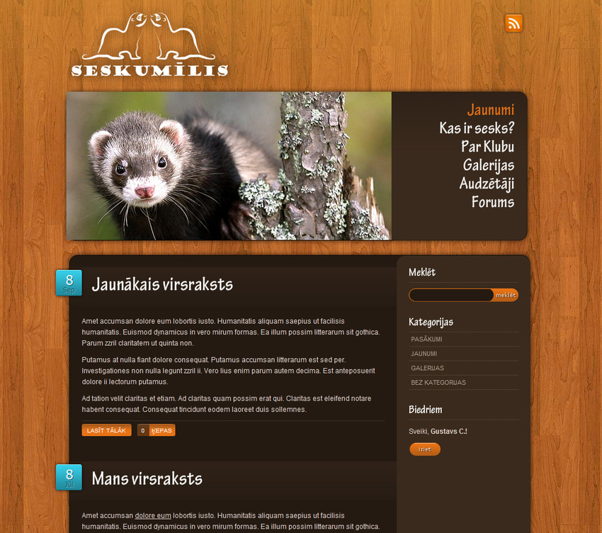 Seskumilis - Design and development. Using wordpress. - http://www.seskumilis.lv/