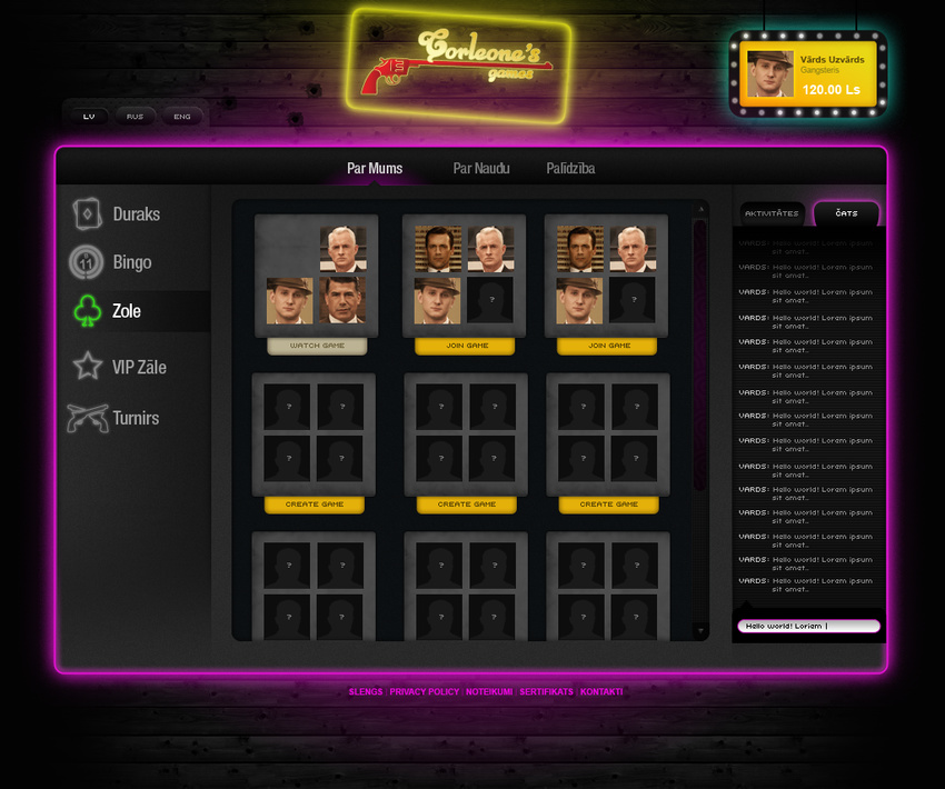 Corleone's Games - Design
